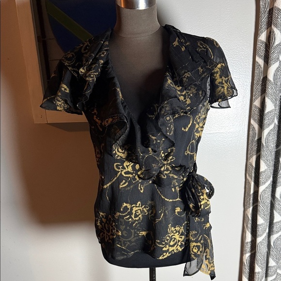 Lauren Ralph Lauren Tops - Lauren Ralph Lauren Sheer Ruffled Wrap Blouse SZ 4P